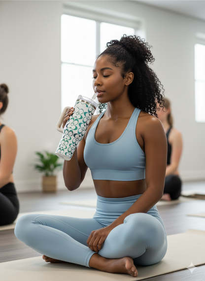 40oz Holographic Monogram Quencher Tumbler – White