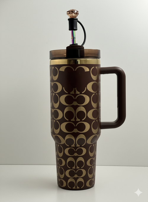 40oz Holographic Monogram Quencher Tumbler – Brown